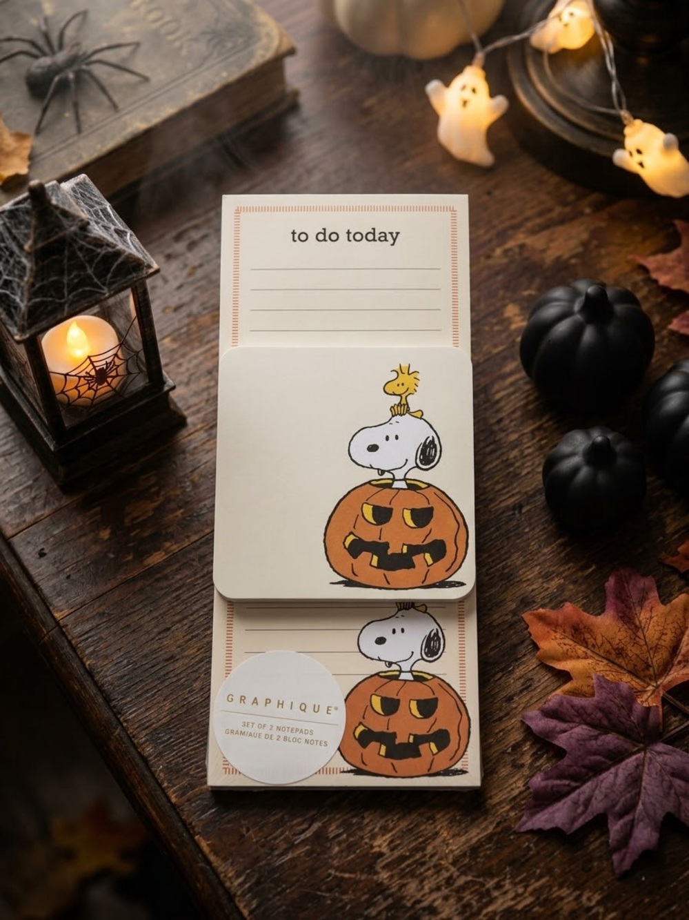 Peanuts Halloween Snoopy Pumpkin Notepad - White & Orange
